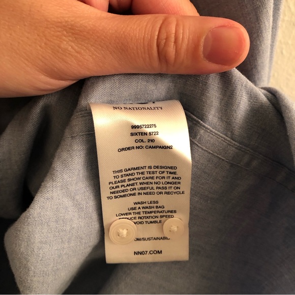 NNO7 Cotton Button Down Shirt in Light Blue (size S) - Picture 4 of 6